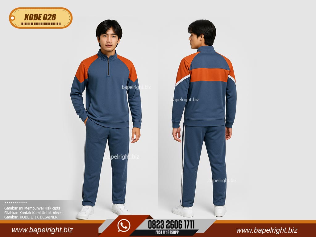 Kaos Olahraga Warna Stone Orange Dan Denim Blue